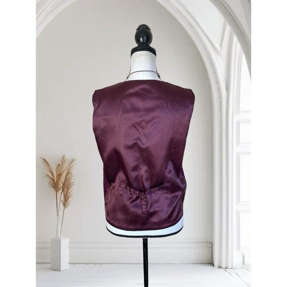 Agapo Womens Grape Purple Suede Leather Medium Chic Minimal 90s Vintage Vest - Picture 6 of 10